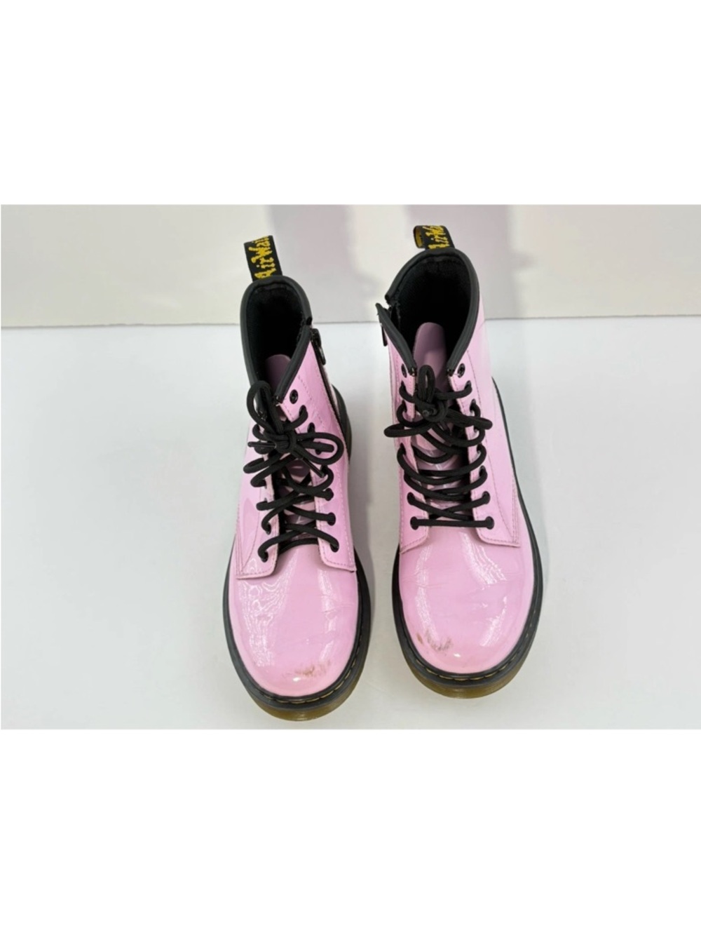 Dr Martin Girls Size 4 Pink Side Zip Lace Up Patent Leather